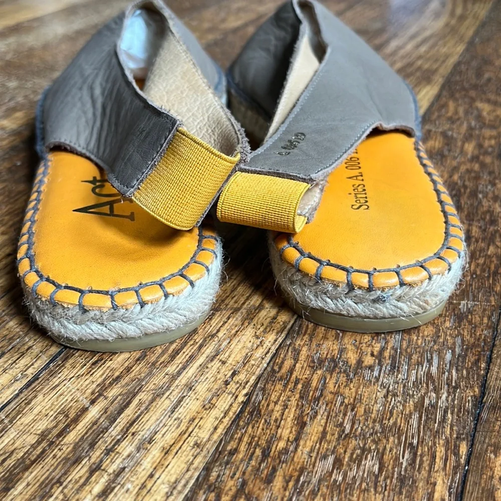 Act-Series espadrille shoes slingback leather taupe US 9 EU 40 quiet luxury